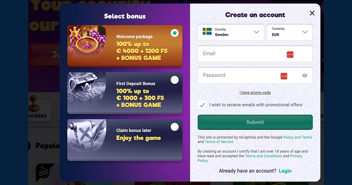 SafeCasino Login